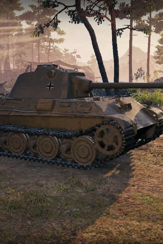 игра, арт, world of tanks, танк, немецкий, panther ii, рассвет, солдаты, wargaming net