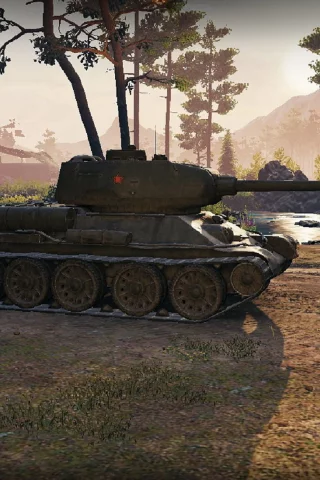 игра, арт, world of tanks, танк, ссср, т 34 85м, рассвет, солдаты, wargaming net