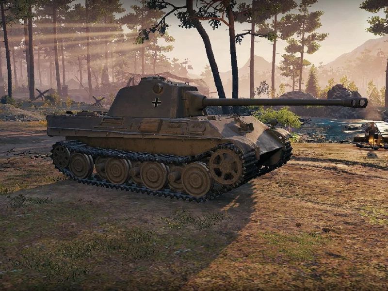 игра, арт, world of tanks, танк, немецкий, panther ii, рассвет, солдаты, wargaming net