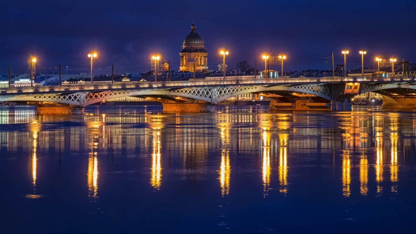 петербург, питер ночью, мост