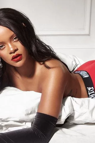 rihanna, девушка, певица, грудь, ножки, попа, трусики, шикарная фигура, брюнетка, макияж, красные трусики, ляжки, задница, красивая попа, чулки, черные чулки
