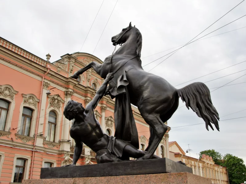 петербург, спб, аничков мост, кони