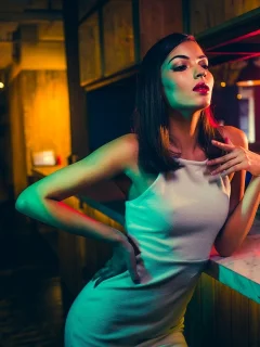 девушка, грудь, макияж, стройное тело, белое платье, стройная девушка, попа
