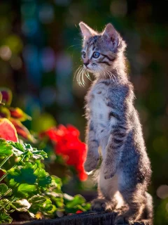 котенок, стойка