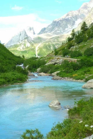 природа, лес, река, горы, пейзаж