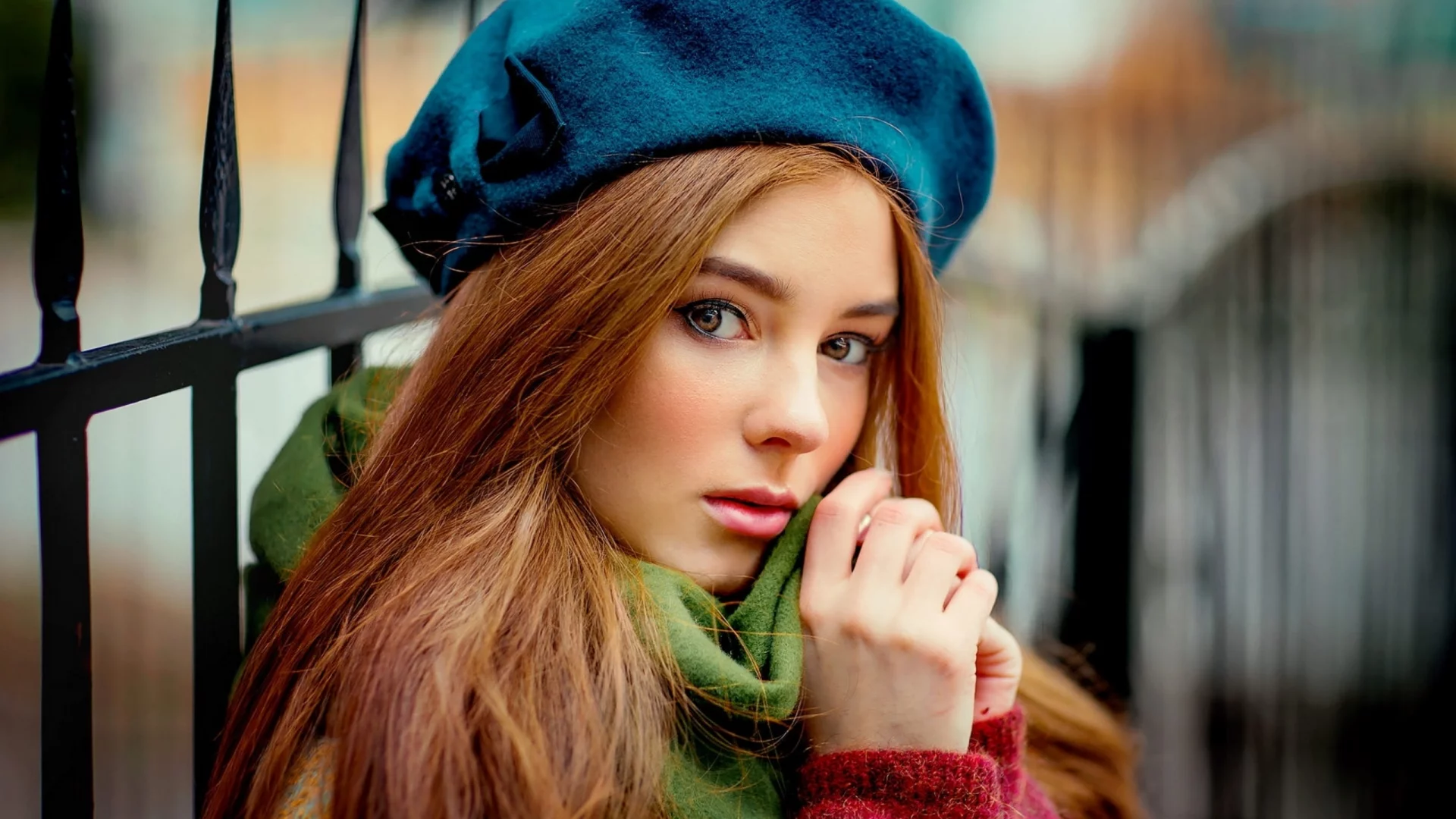 красивая, девушка, в берете