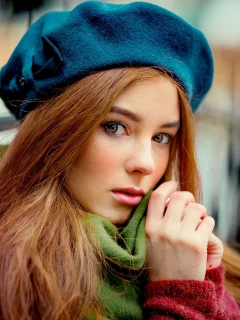 красивая, девушка, в берете