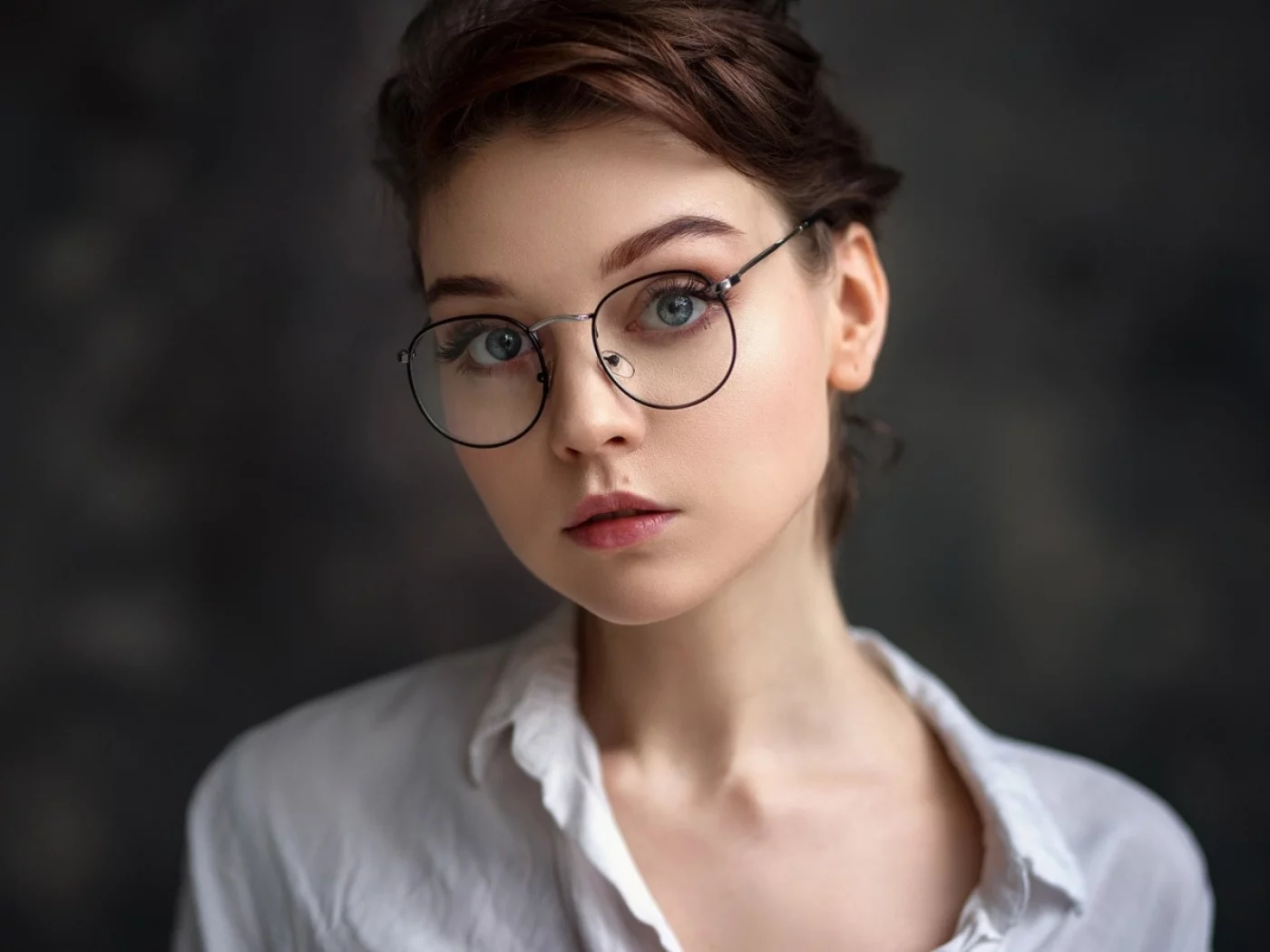 девушка, красивая, взгляд, в очках