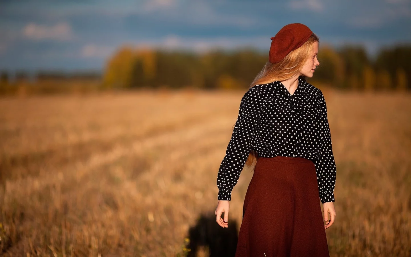модель, девушка, фотосессия, в поле