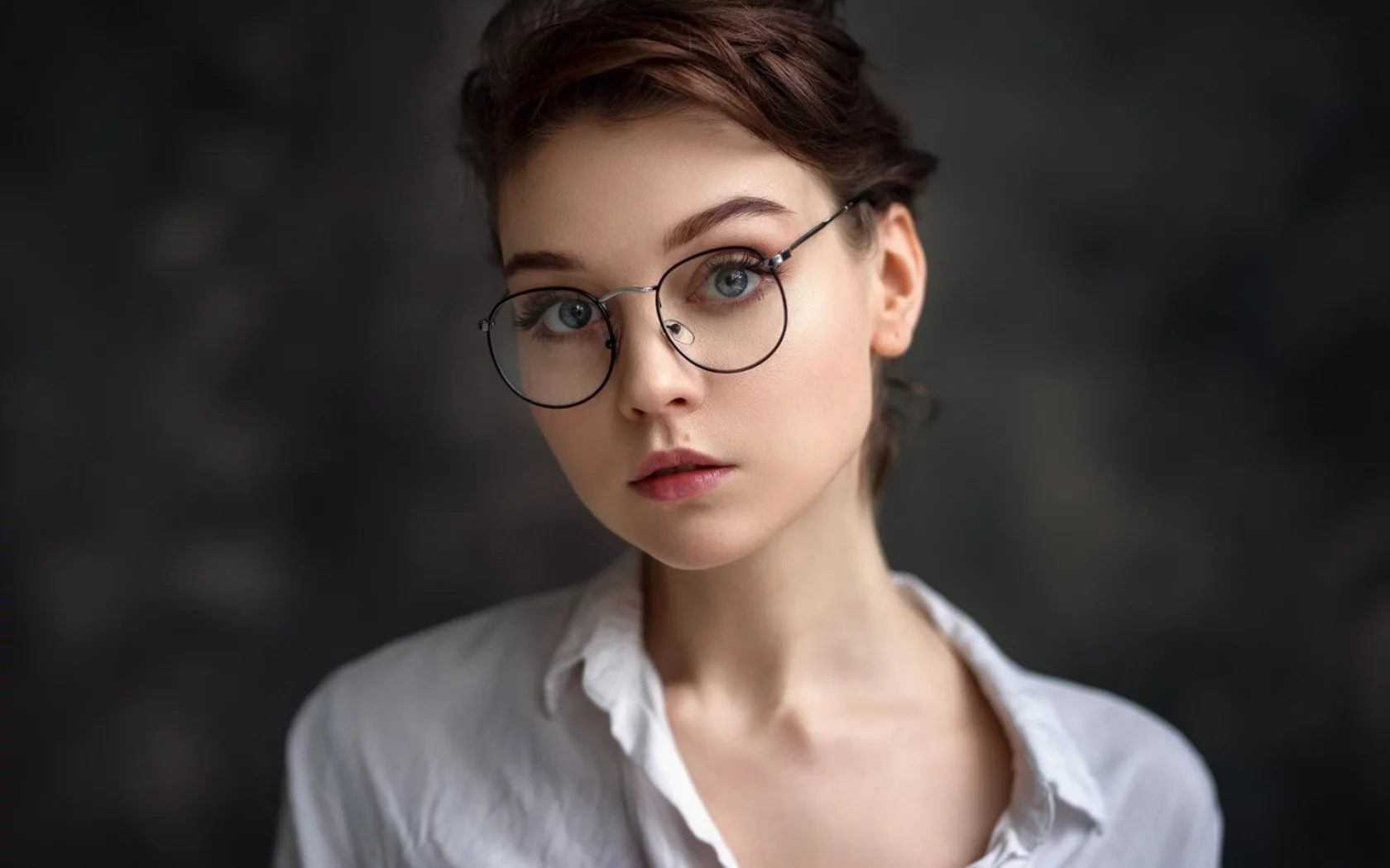 девушка, красивая, взгляд, в очках