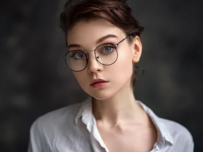 девушка, красивая, взгляд, в очках