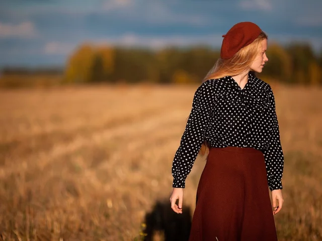 модель, девушка, фотосессия, в поле