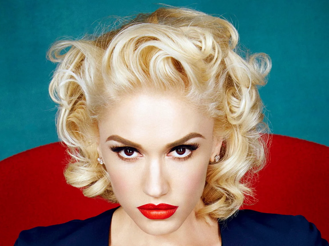 gwen stefani, певица, блондинка, макияж, крупно, красные губы