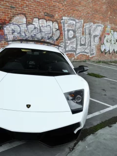 авто, спорткар, ламборгини, стена с графити