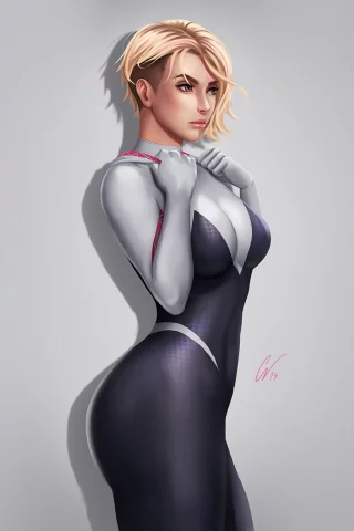 девушка, блондинка, рисунок