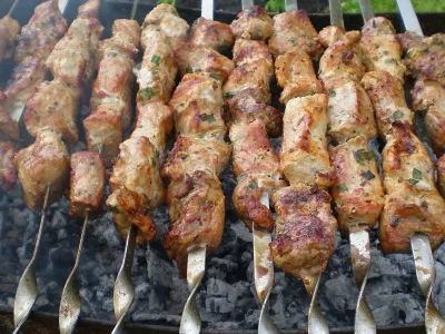 шашлык, мясо, шампура
