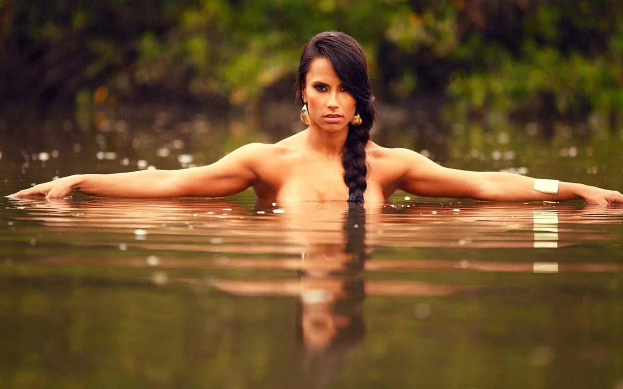 девушка, взгляд, красивая, фотосессия в воде
