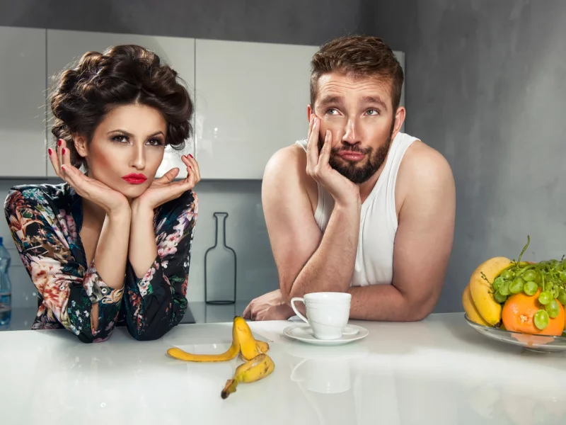 пара, мужчина, девушка, кухня, завтрак