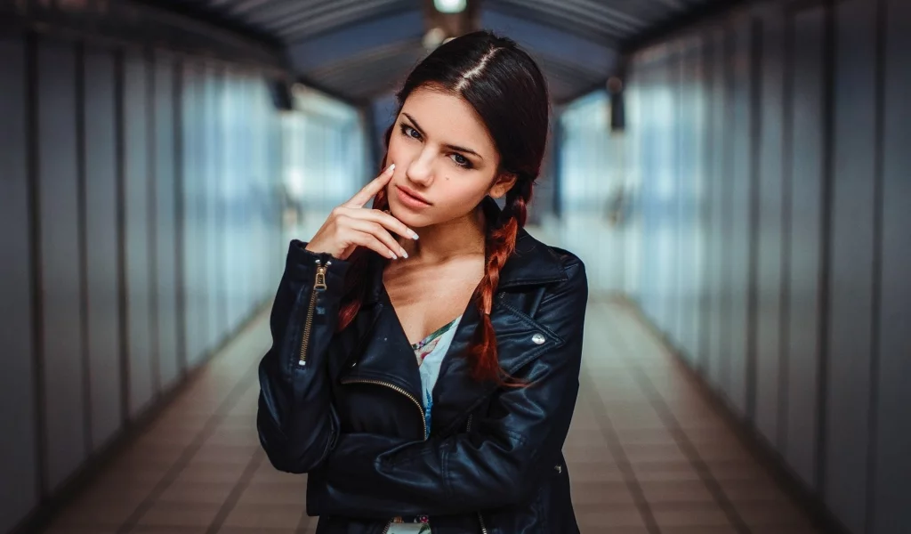 девушка, взгляд, косички, куртка, delaia gonzalez