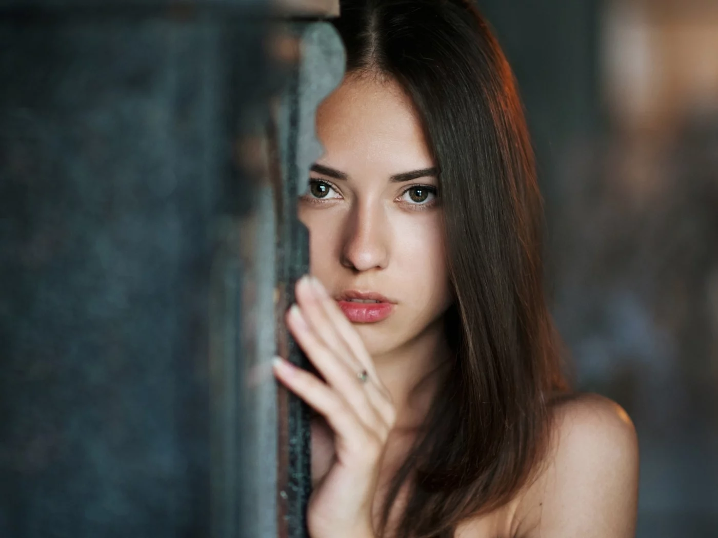 девушка, брюнетка, взгляд, длинные волосы, catherine timokhina