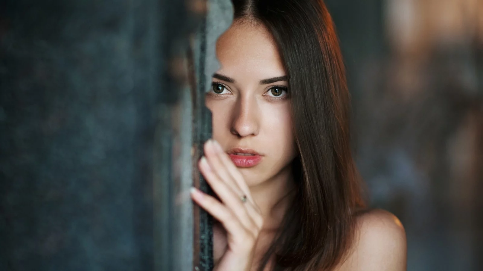 девушка, брюнетка, взгляд, длинные волосы, catherine timokhina