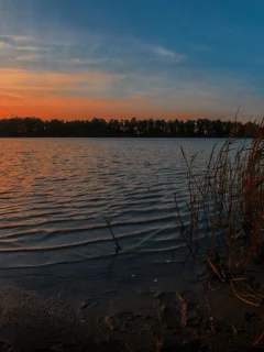 закат, вода, небо