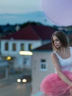 девушки, шары