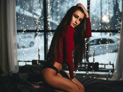 девушка, красивая, взгляд, у окна
