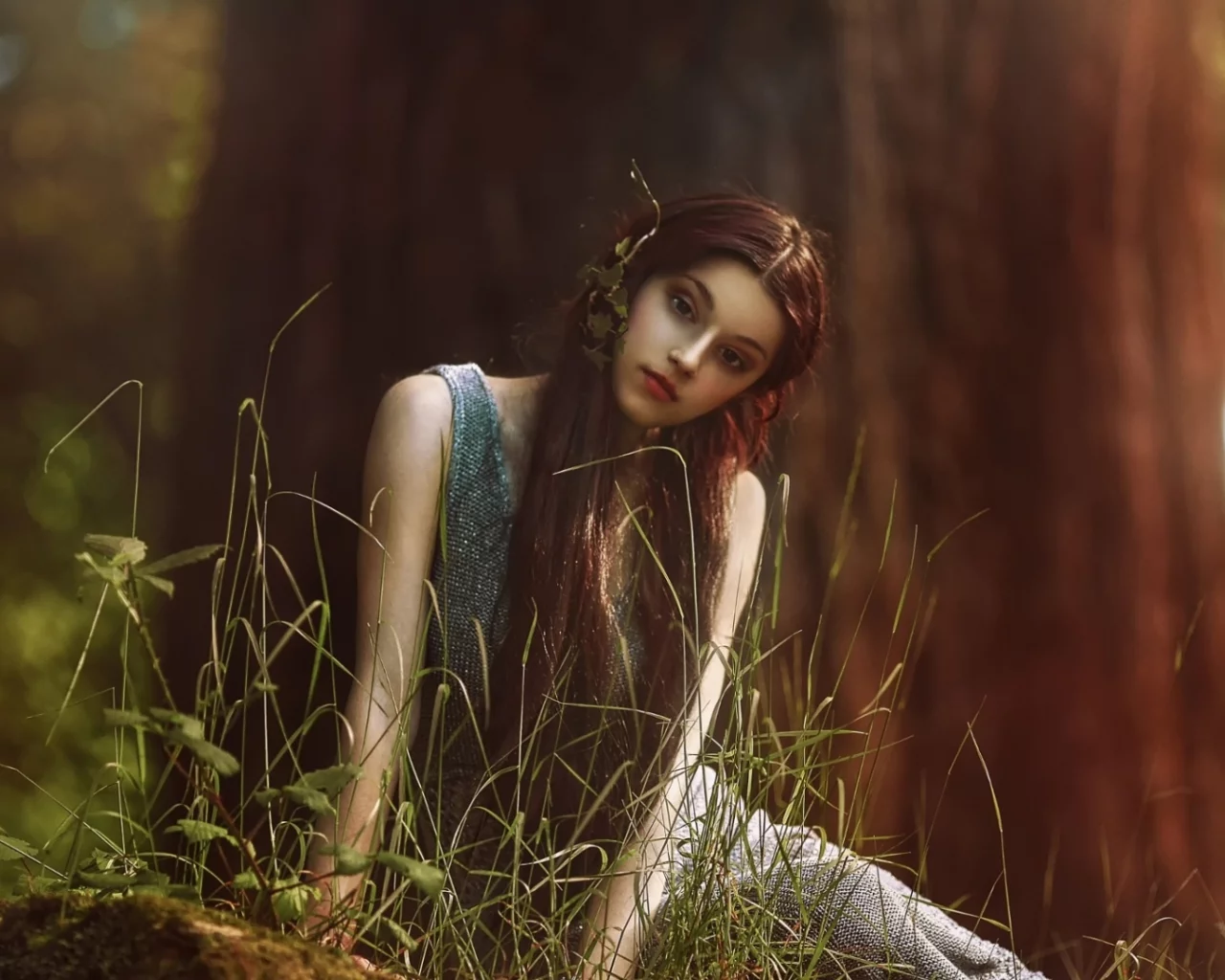 девушка, брюнетка, взгляд, длинные волосы, agnieszka lorek