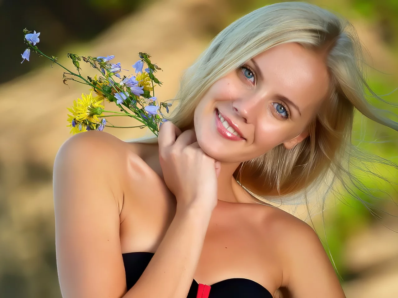 девушка, улыбка