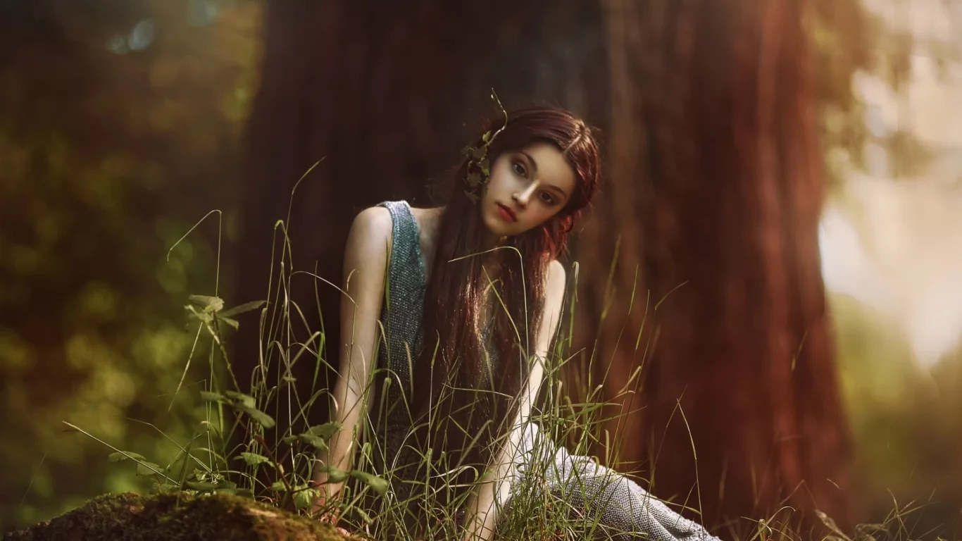 девушка, брюнетка, взгляд, длинные волосы, agnieszka lorek