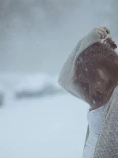 девушка, зима, снег