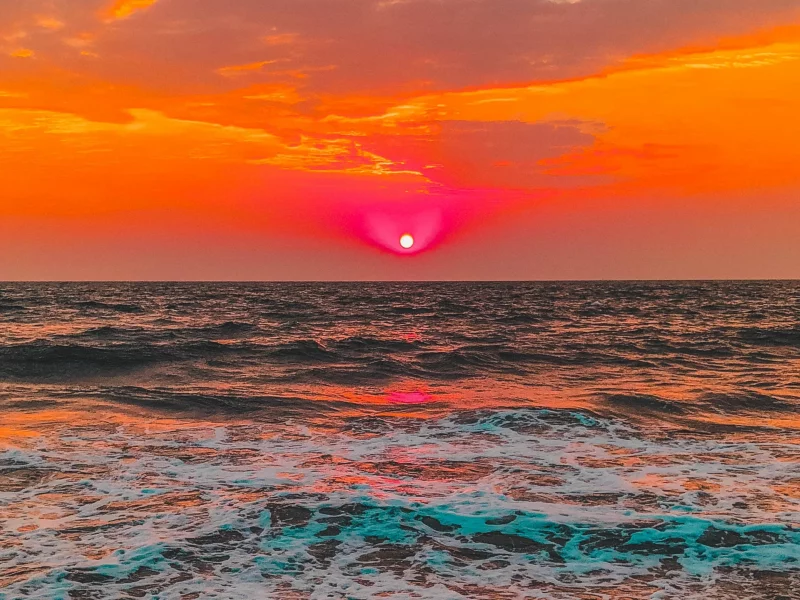 море, закат, солнце