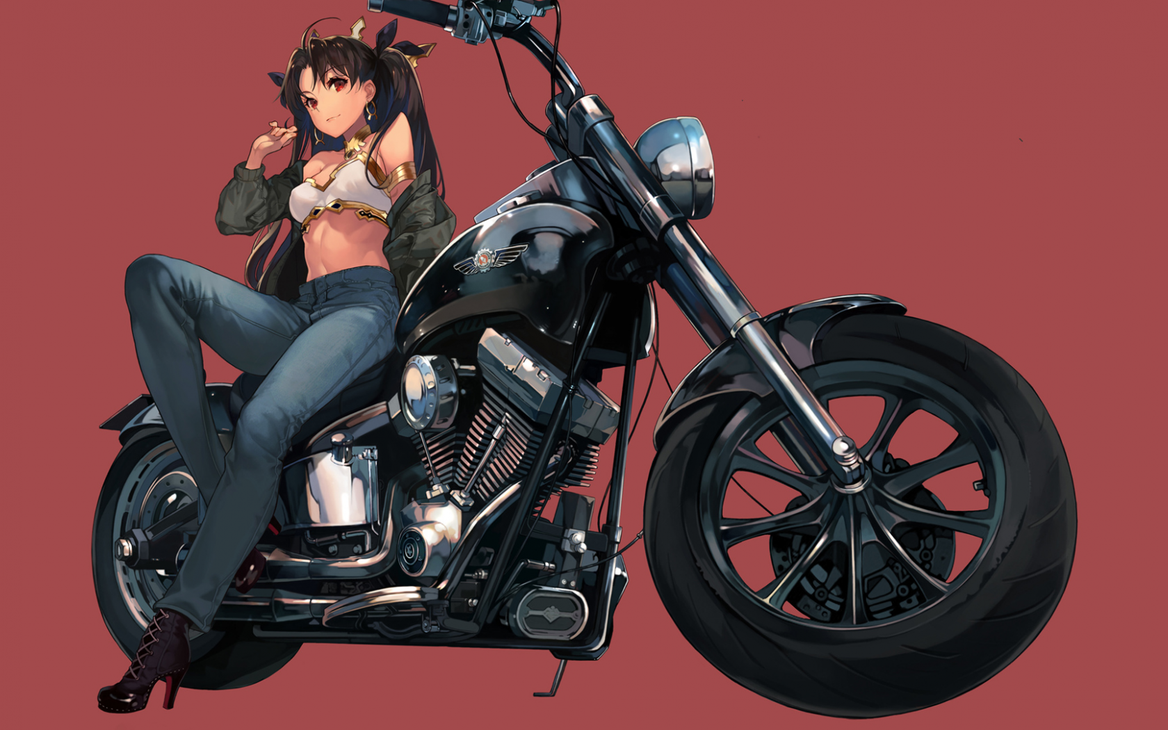 Аниме девочка на мотоцикле