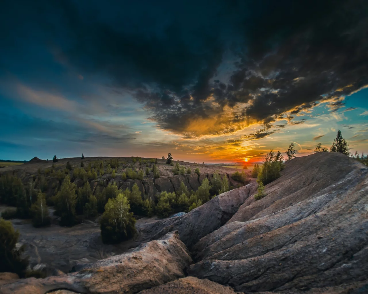 горы, лес, деревья
