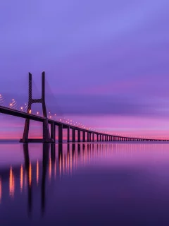 мосты, море, утро, небо, vasco da gama