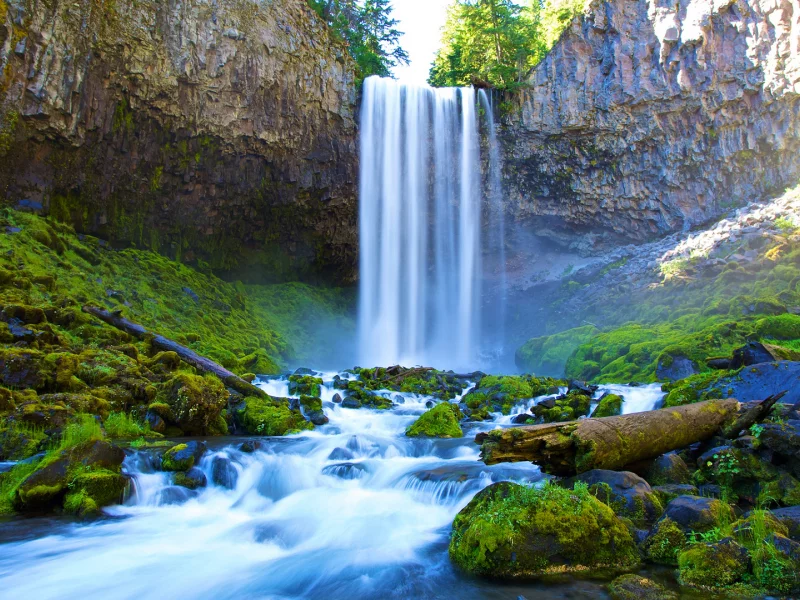 гора, водопад