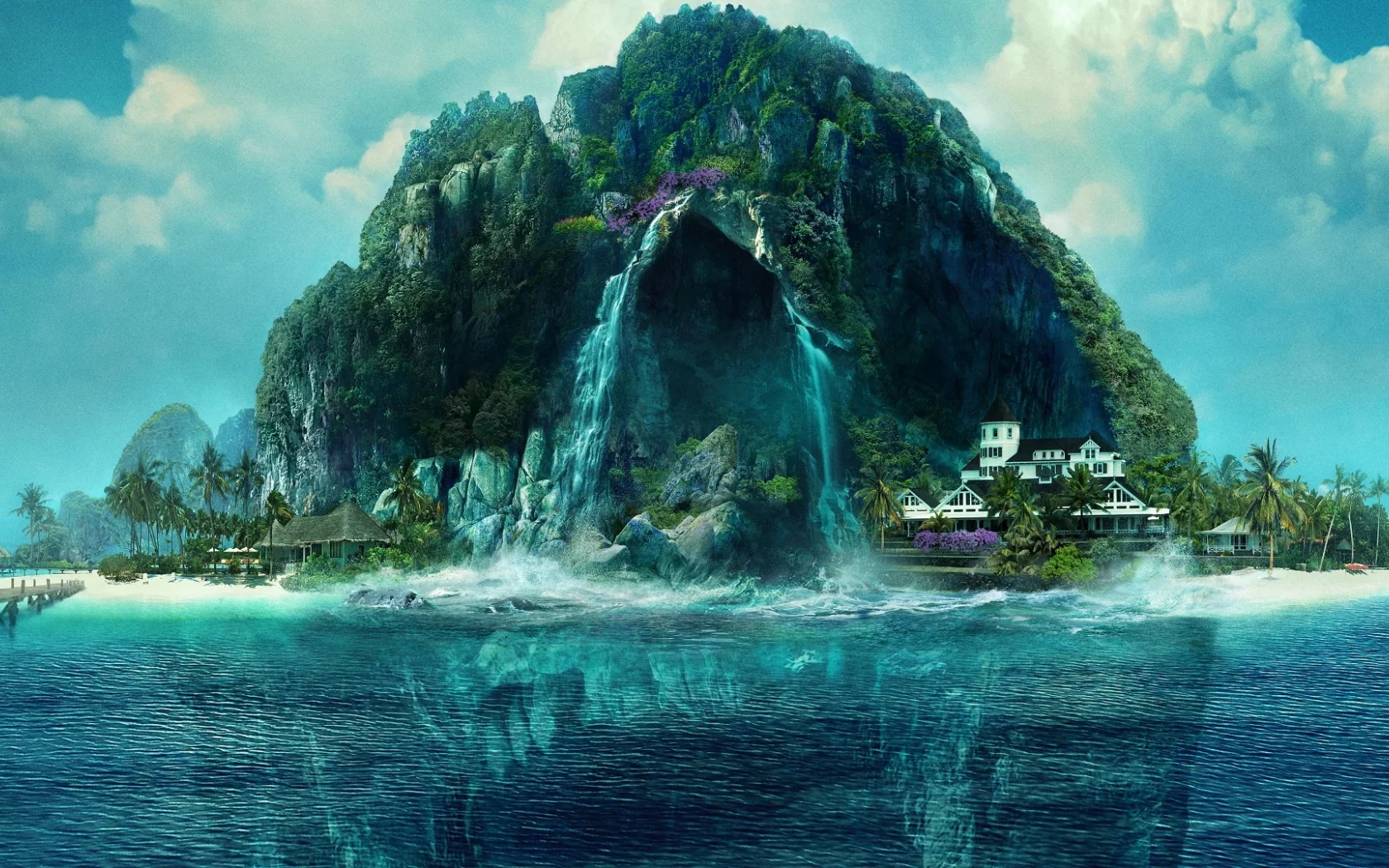 fantasy island, море, остров, пещера