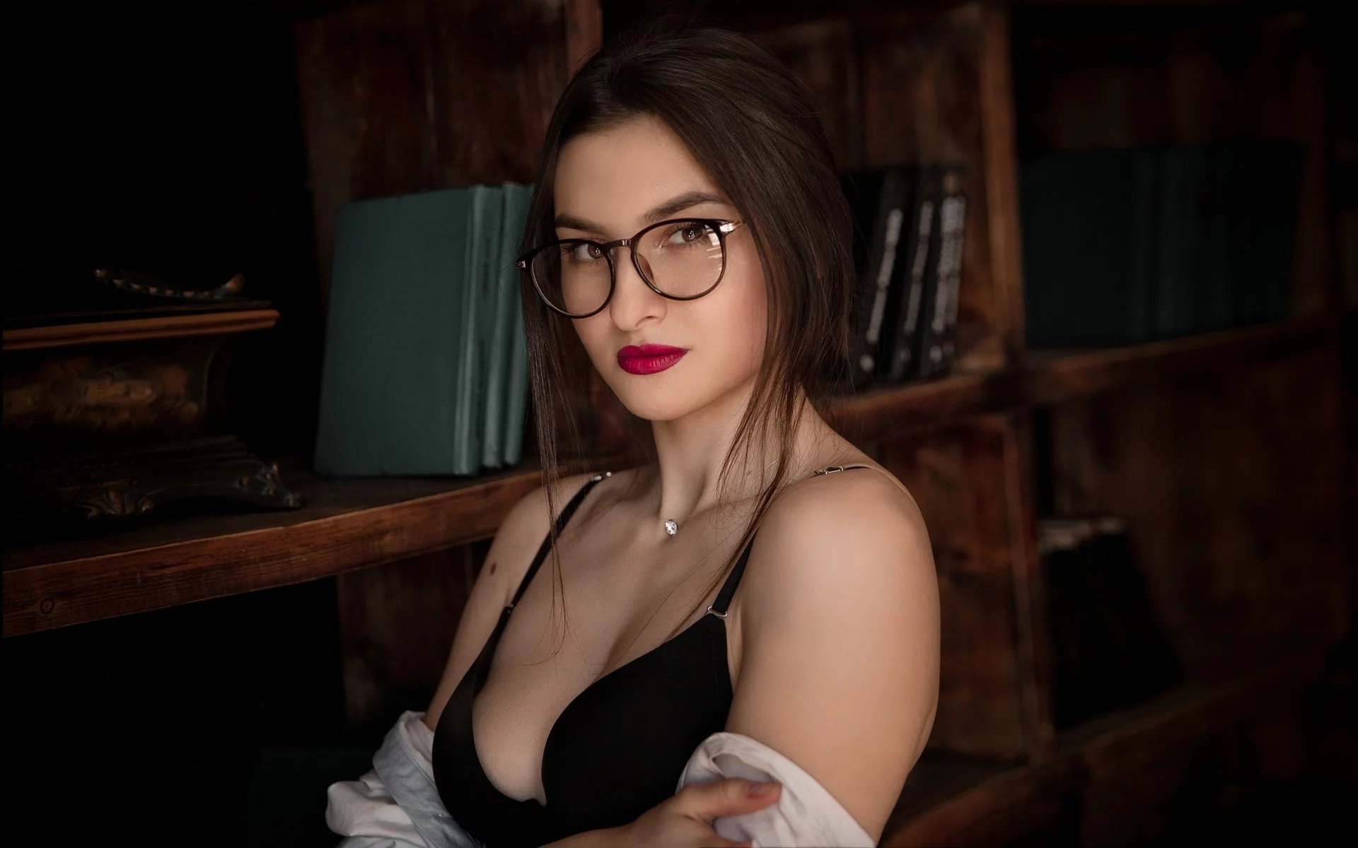 девушка, взгляд, красивая, в очках