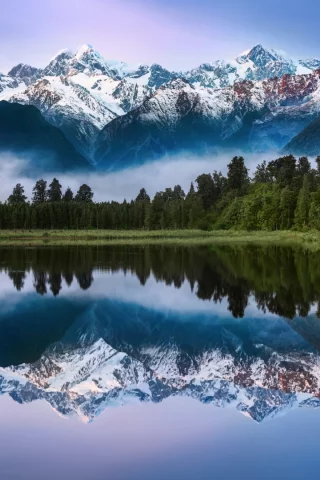 лес, горы, озеро, отражение
