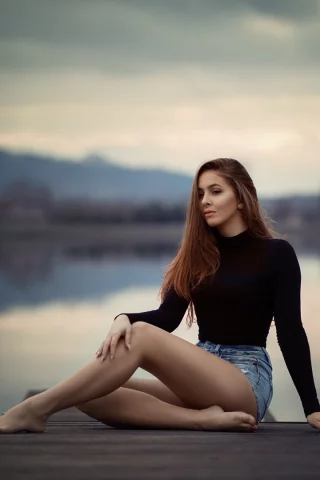 девушка, красивая, у реки