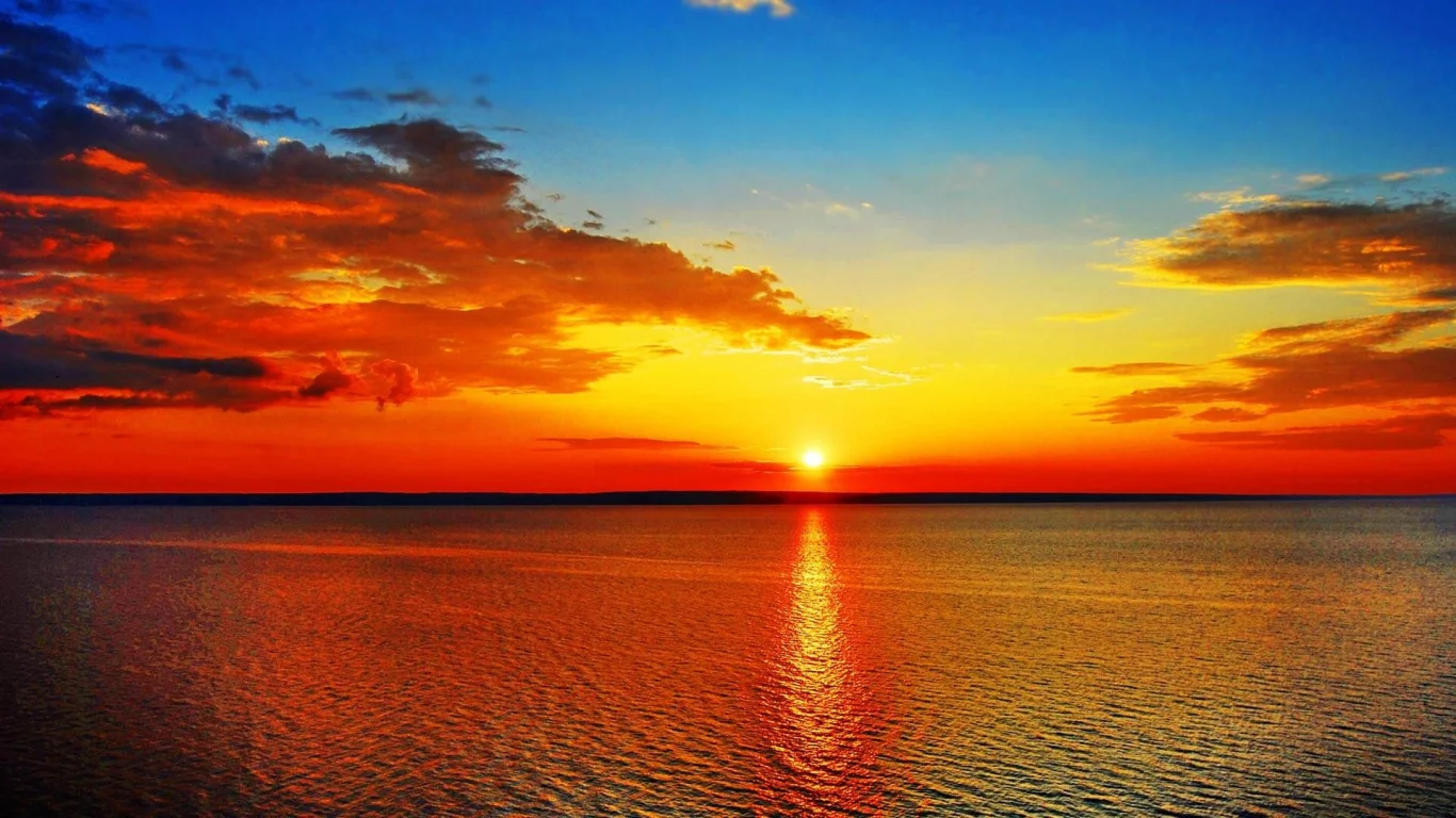 пейзаж, море, солнце, закат