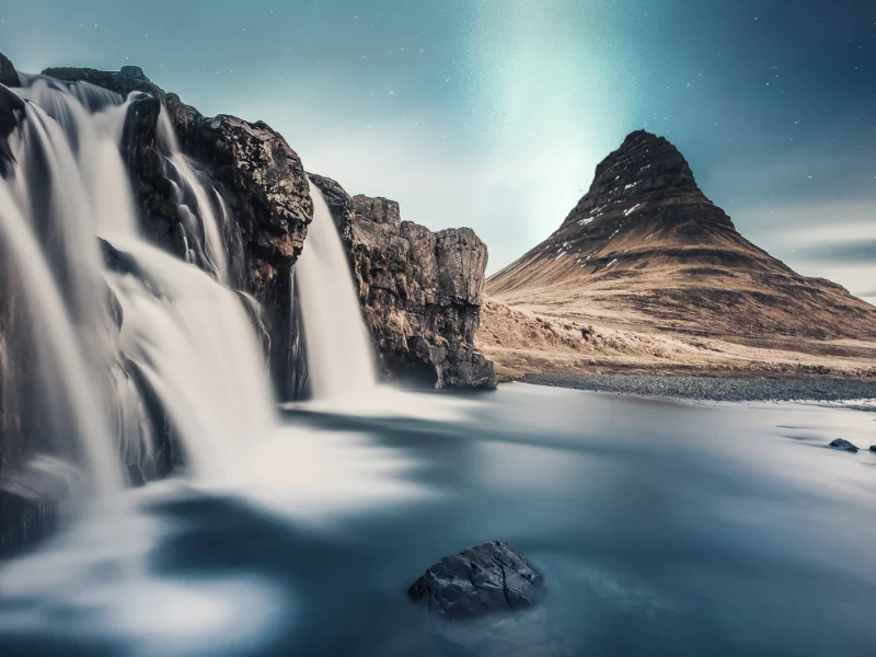 гора, водопад