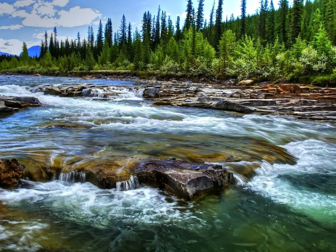 природа, лес, река, горы