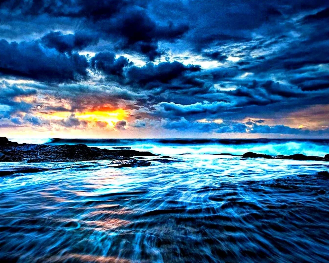 пейзаж, море, закат
