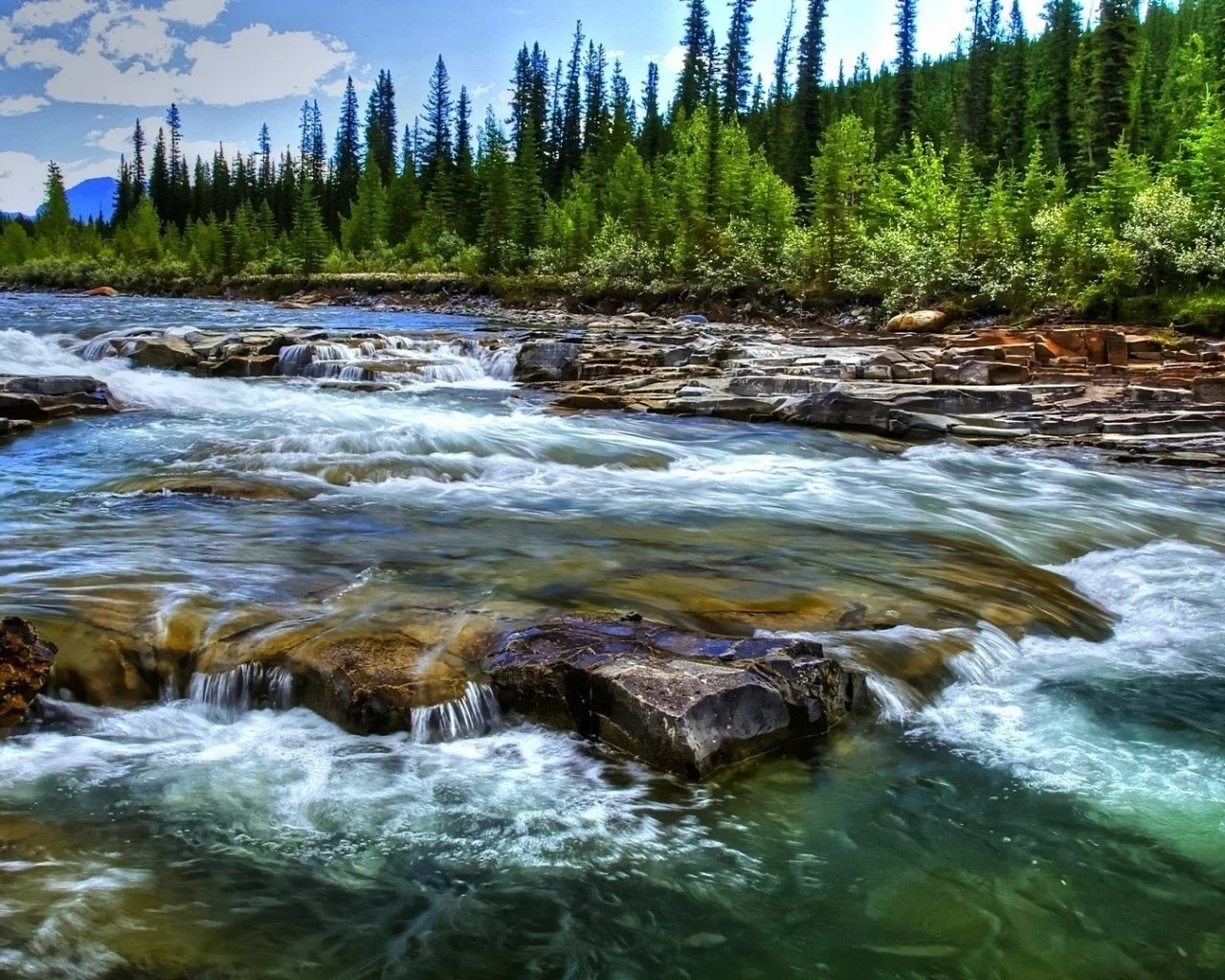 природа, лес, река, горы