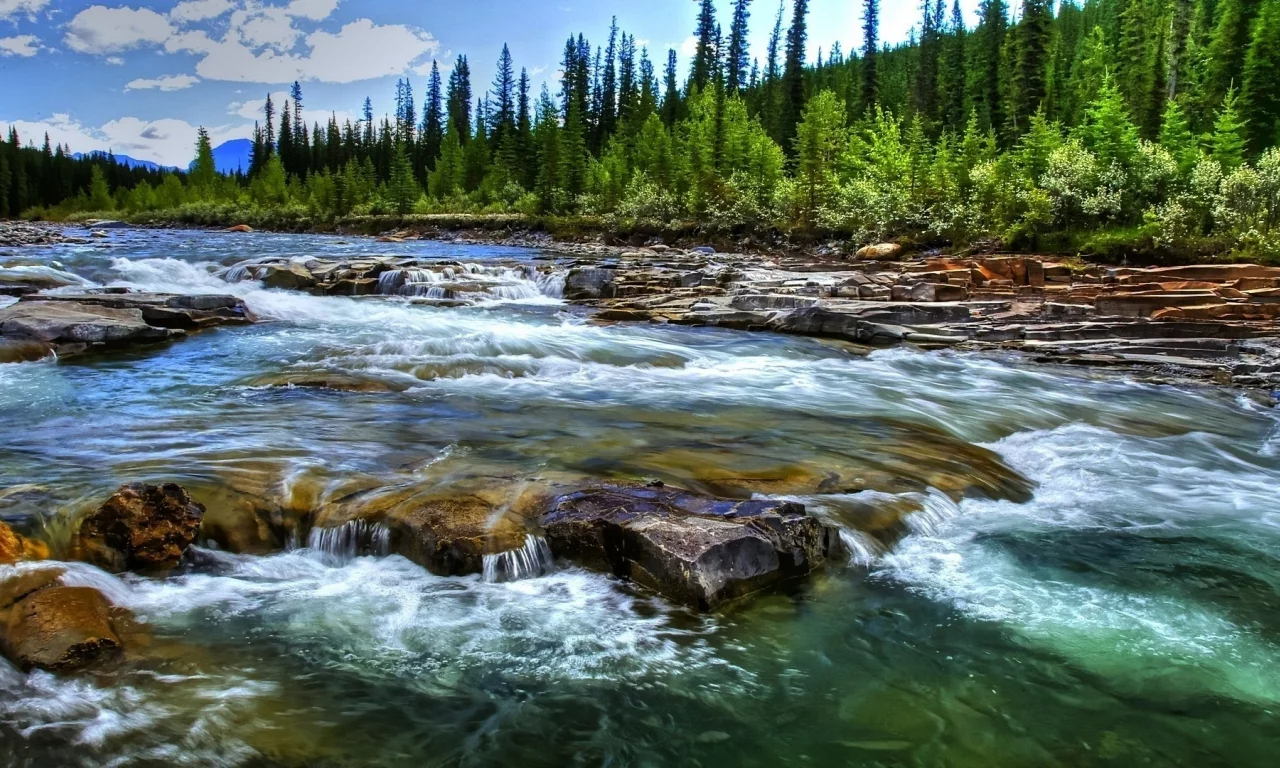 природа, лес, река, горы