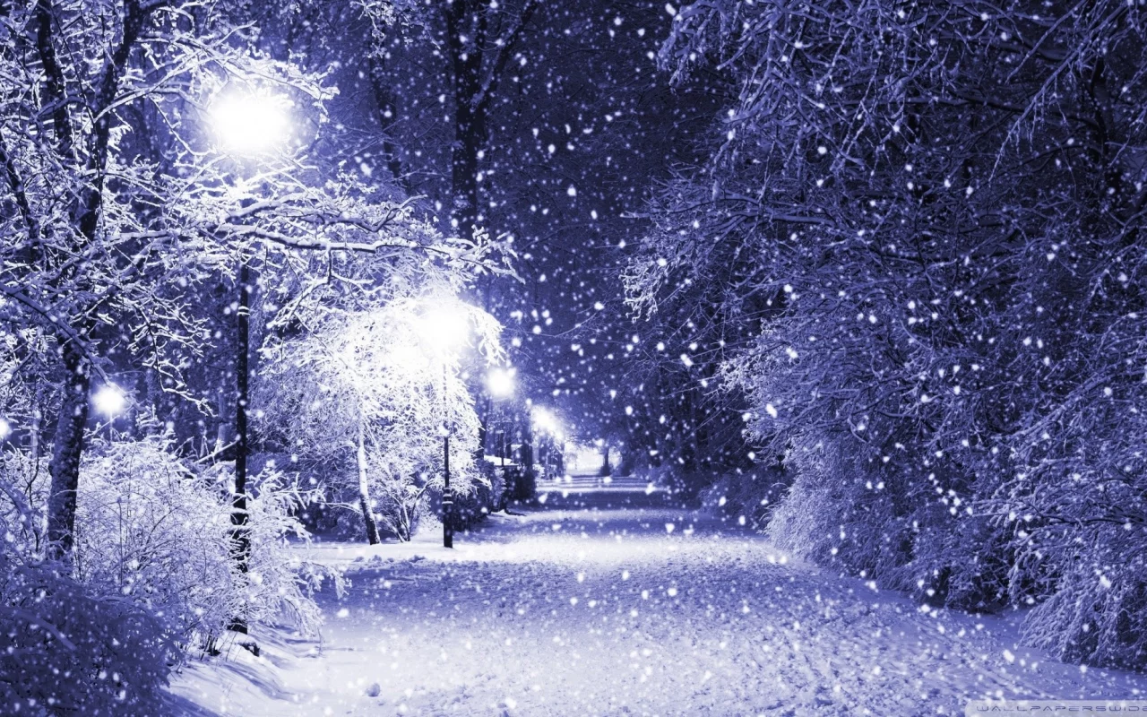 пейзаж, зима, снег, парк, фонарь, аллея