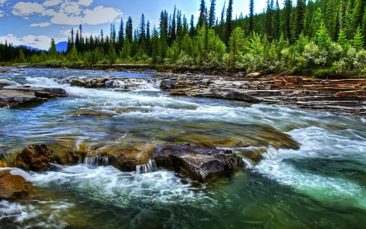 природа, лес, река, горы