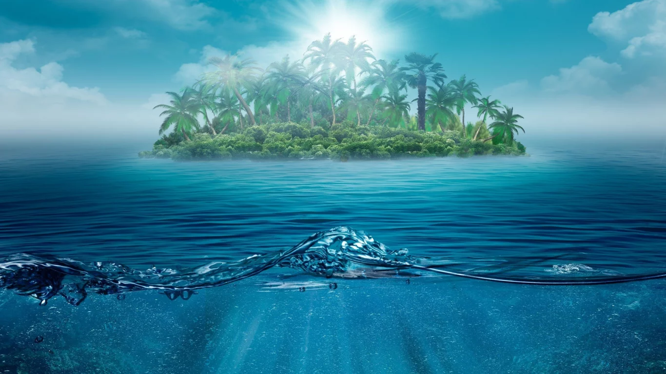 пейзаж, остров, море, океан, тропики